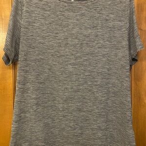 ZYIA Black and White Striped Activewear Top